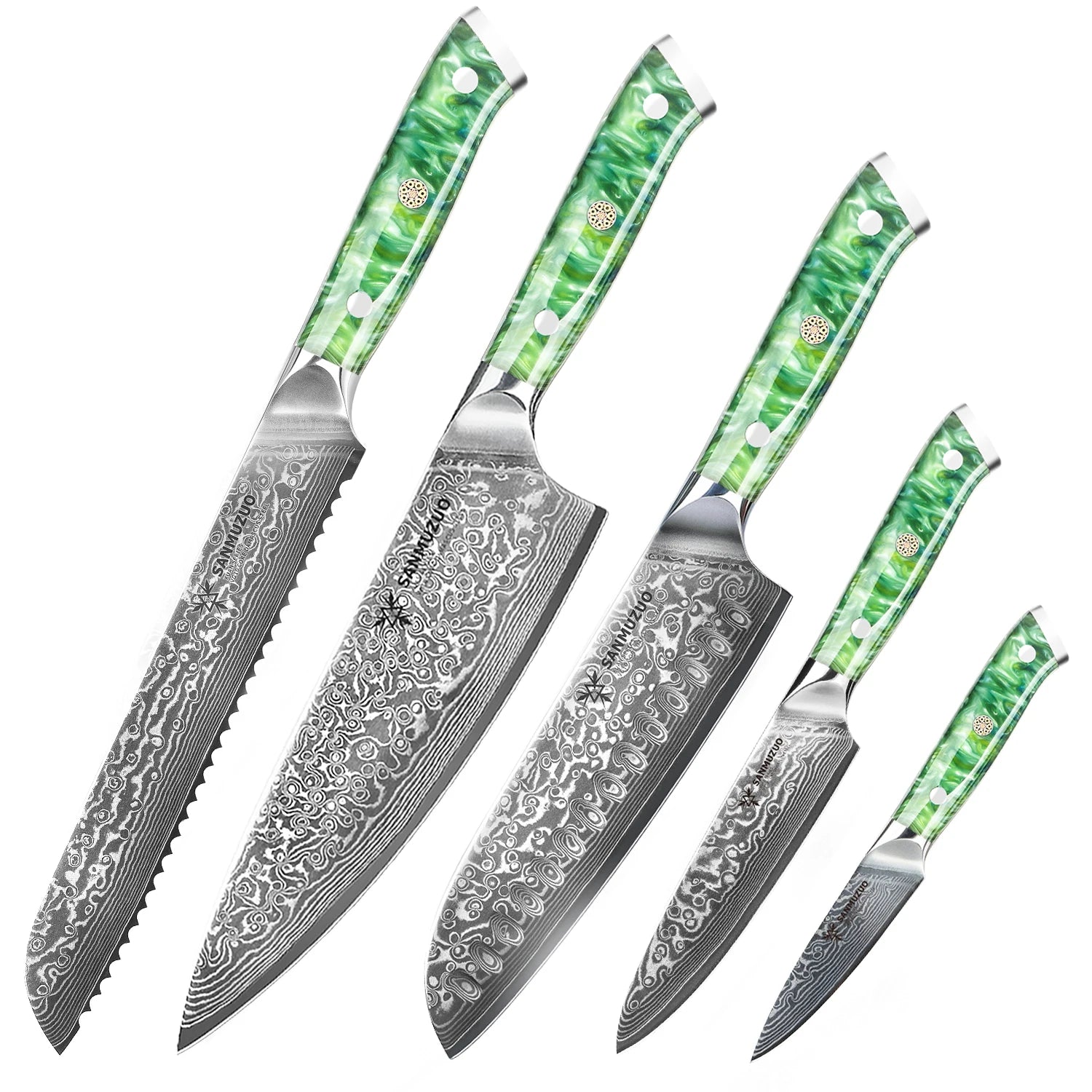 5-Piece Damascus Knife Set