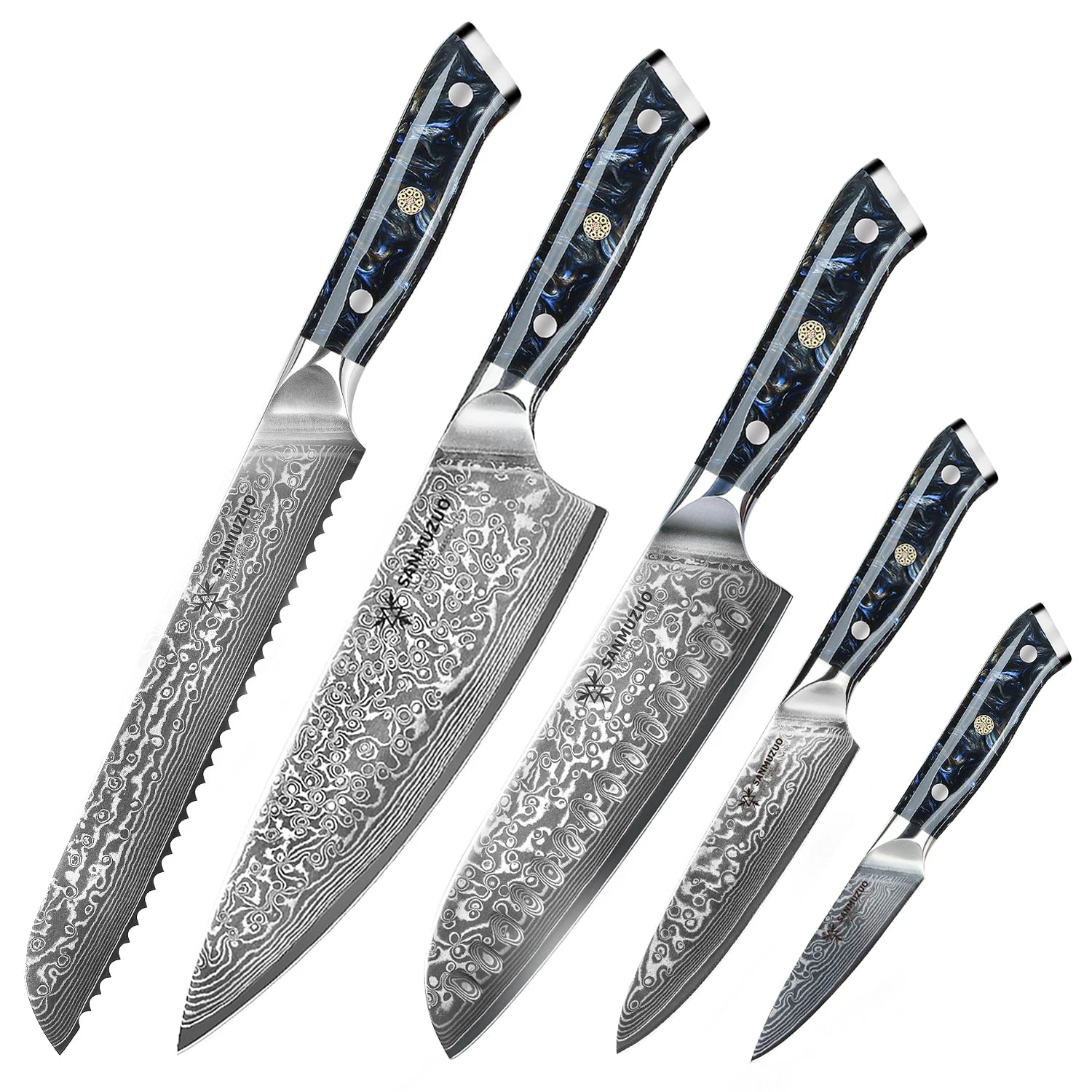 5-Piece Damascus Knife Set