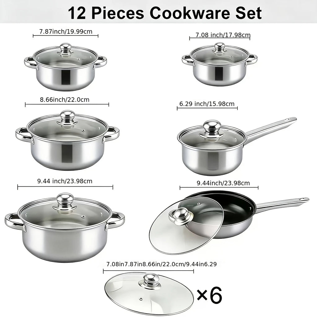 12-Piece Stainless Steel Cookware Set