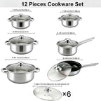 12-Piece Stainless Steel Cookware Set