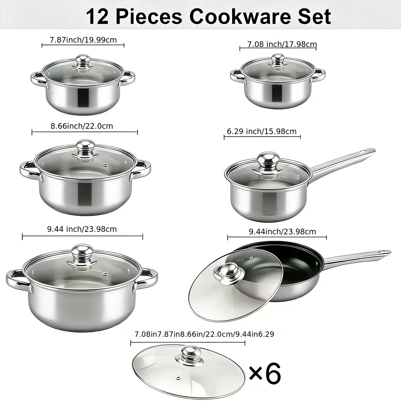 12-Piece Stainless Steel Cookware Set