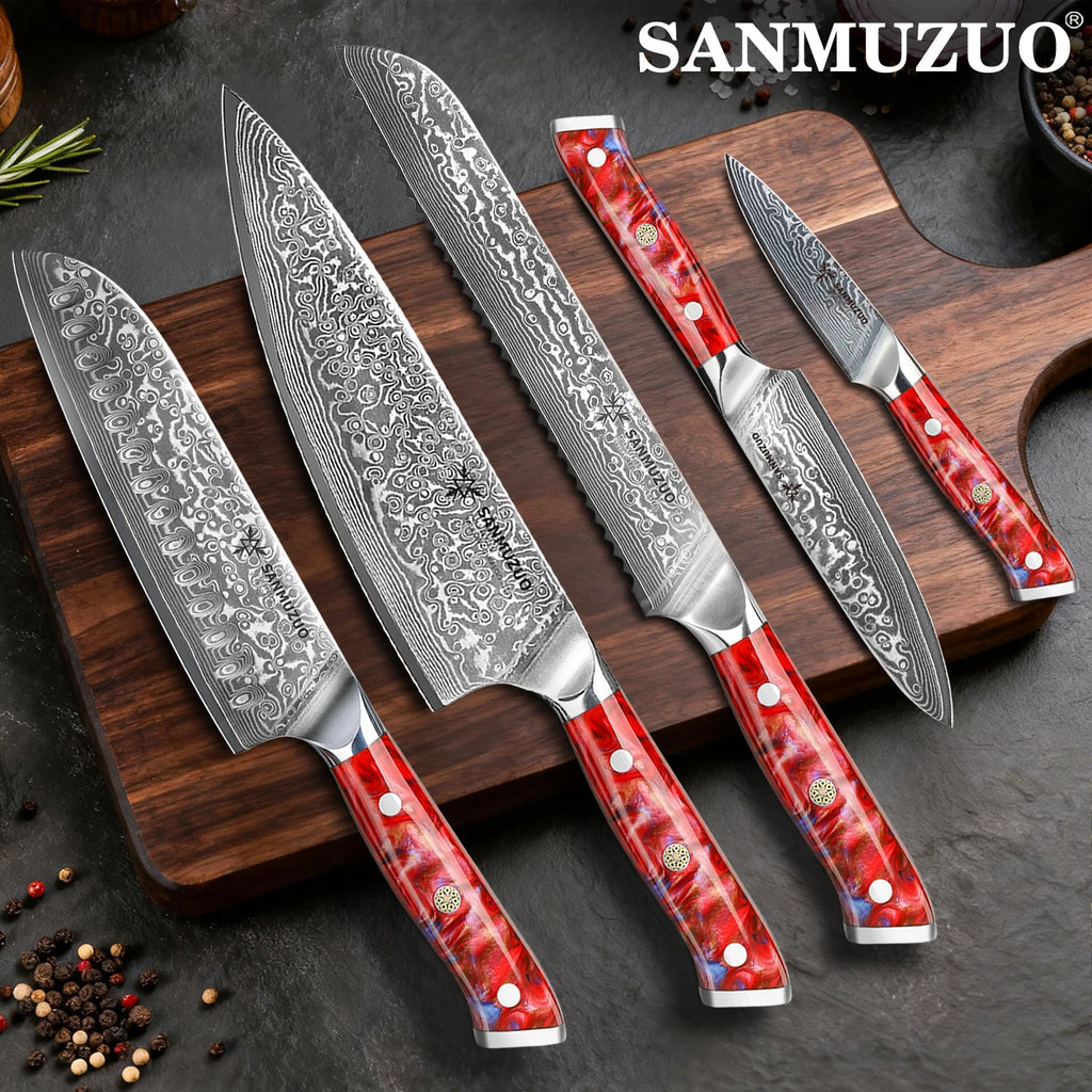 5-Piece Damascus Knife Set