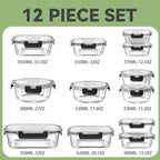 12-Piece Glass Meal Prep Container Set