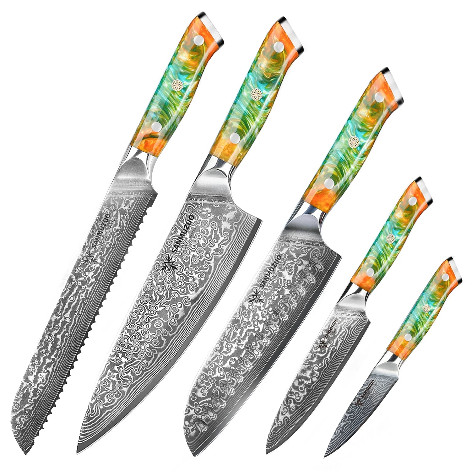 5-Piece Damascus Knife Set