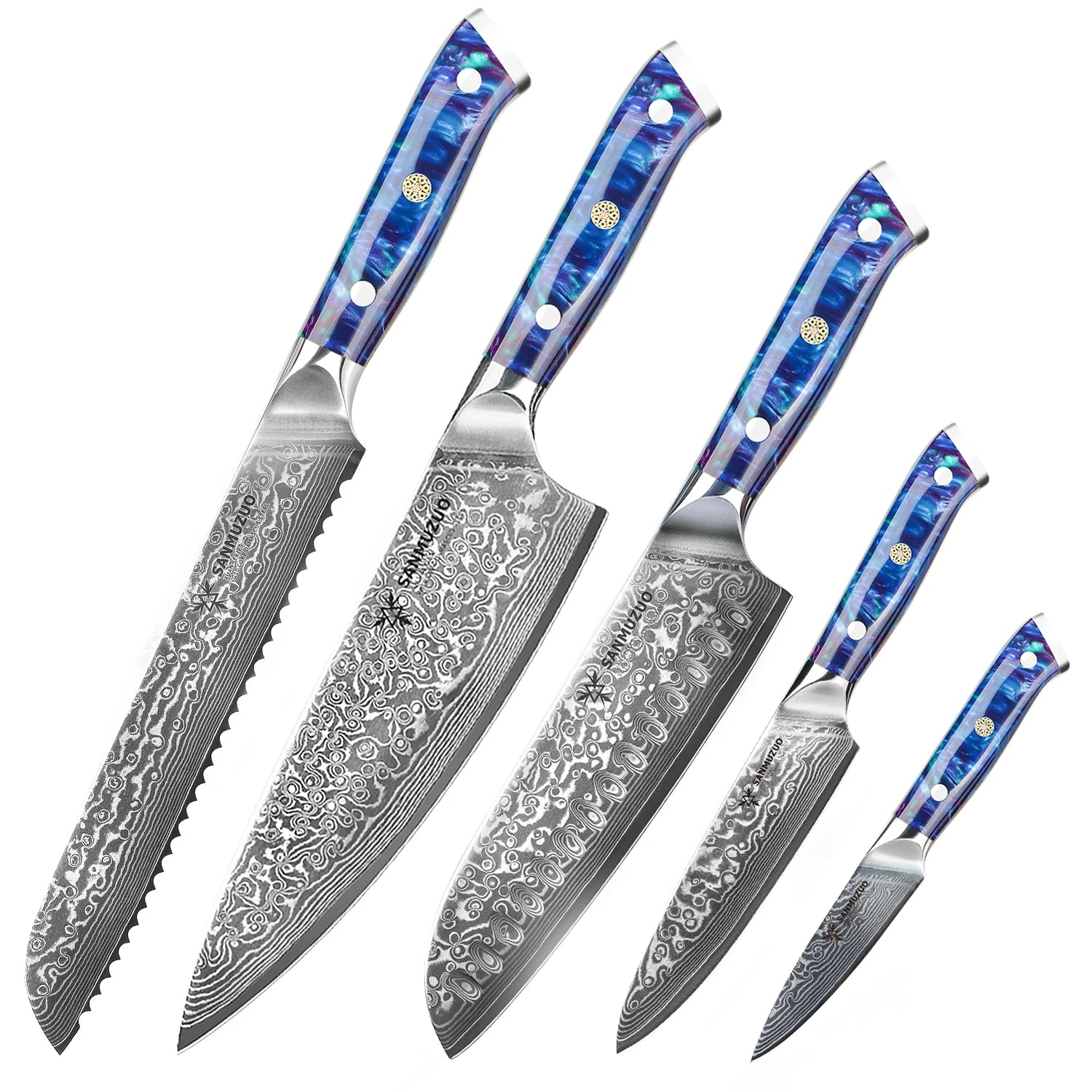 5-Piece Damascus Knife Set
