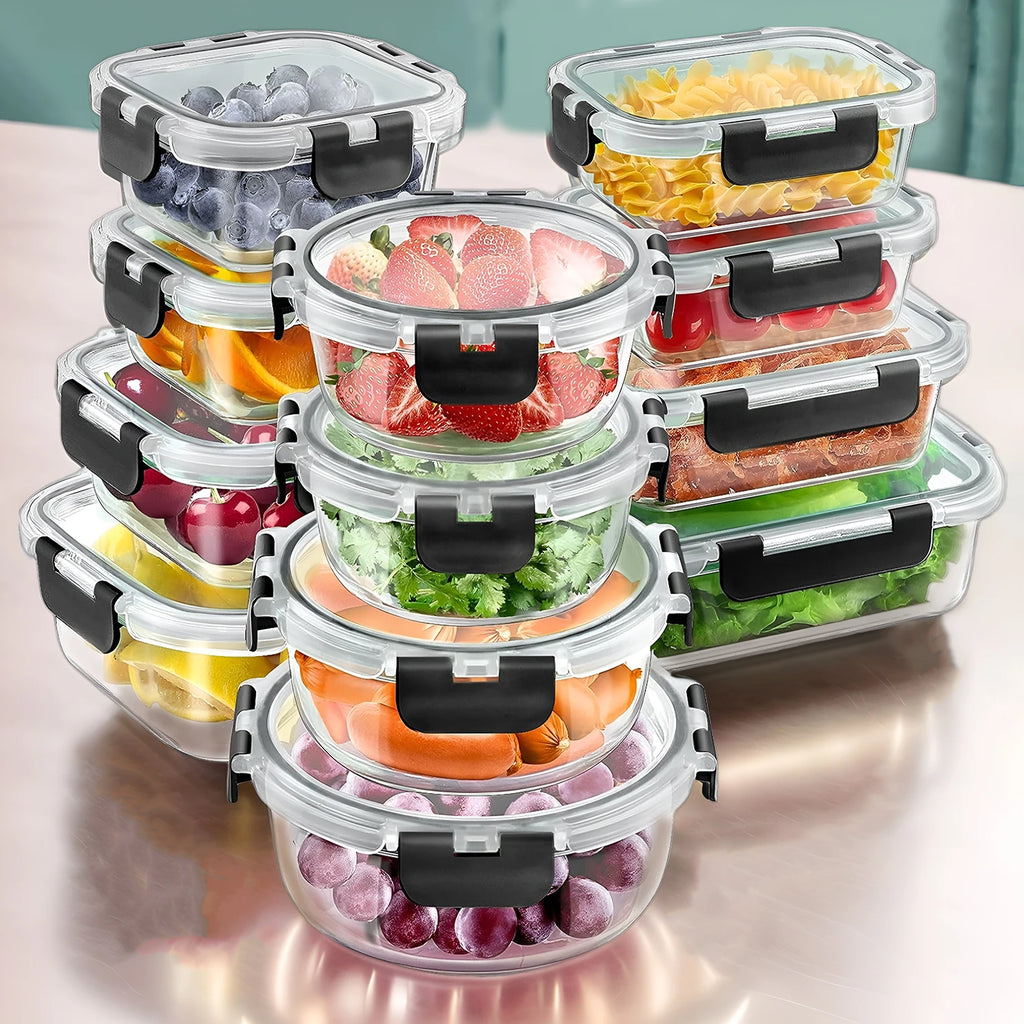 12-Piece Glass Meal Prep Container Set