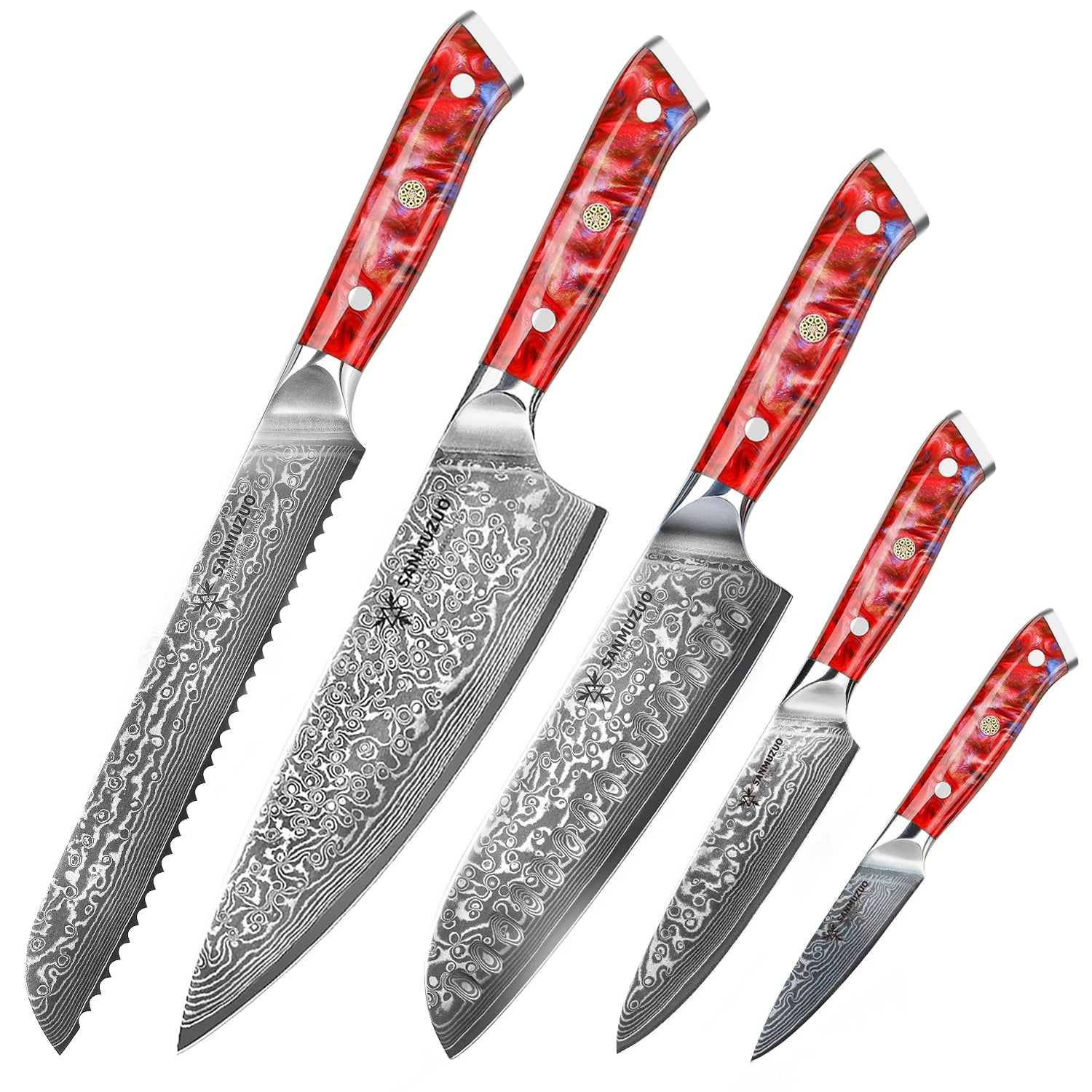 5-Piece Damascus Knife Set