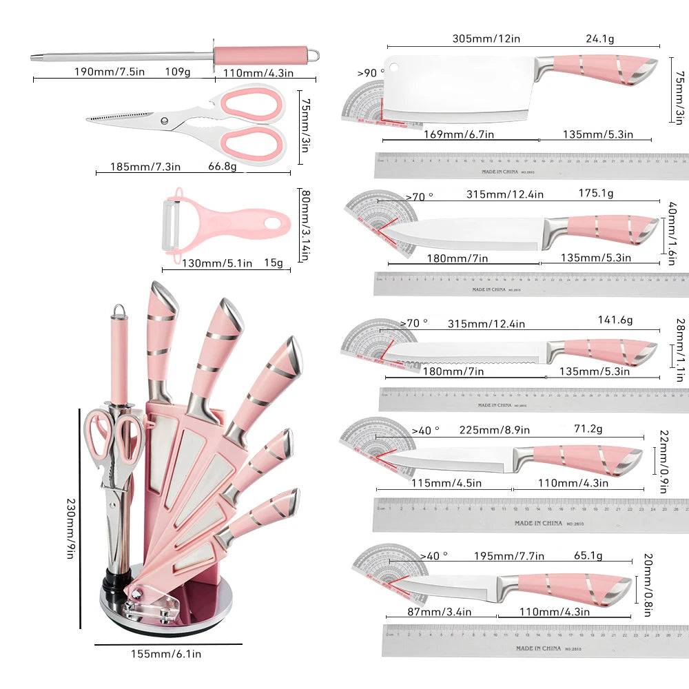 Pink Kitchen Knife Set