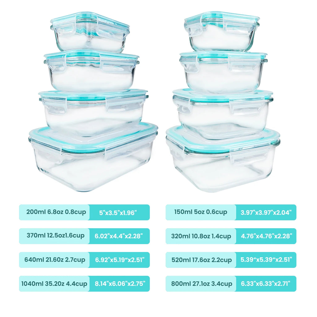 8-Piece Glass Food Container Set
